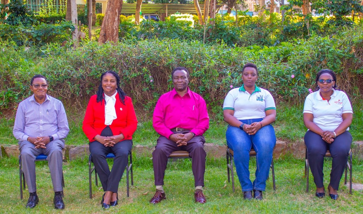 From Left Paul Karanja (CAPs), Emmah Watiri (Finance & Resources), Ngugi Mutura (PRD), Ruth Mukiri (TTR) and Sarah Njoroge (ADTC), December 2025. Source SACDEP Library